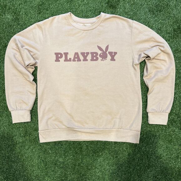 Playboy Other - Playboy Crew Neck Sweatshirt Light Pink Front And Back Bunny Head Logo Mens M